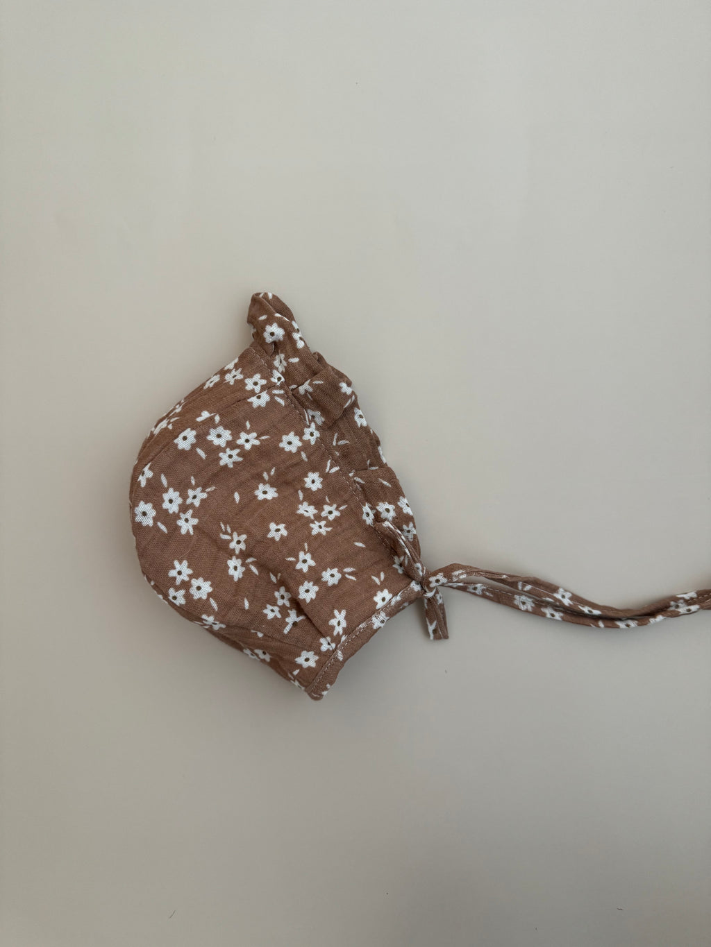 Brown Floral Gauze Bonnet